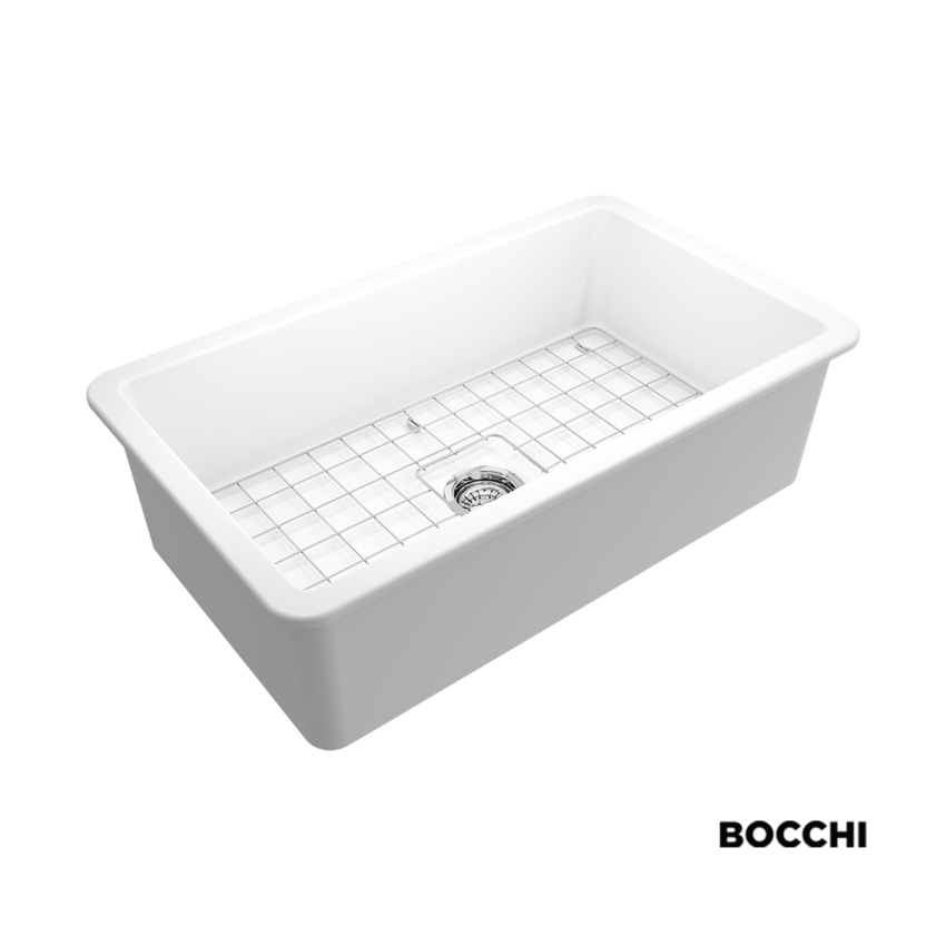 Νεροχύτης Κουζίνας Πορσελάνης Ένθετος - Υποκαθήμενος 81x48 Bocchi White Matt - Image 3