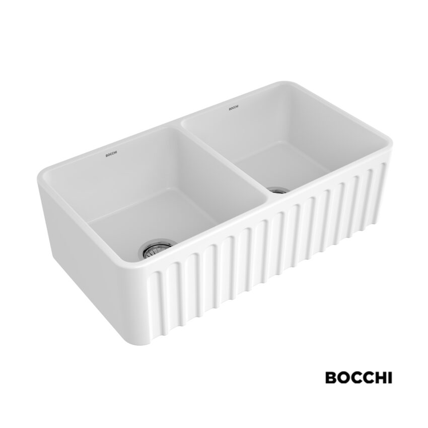 Νεροχύτης Κουζίνας Πορσελάνης Επικαθήμενος 84x46 Bocchi White - Image 2