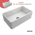 Νεροχύτης Κουζίνας Πορσελάνης Επικαθήμενος 76x46 Bocchi White