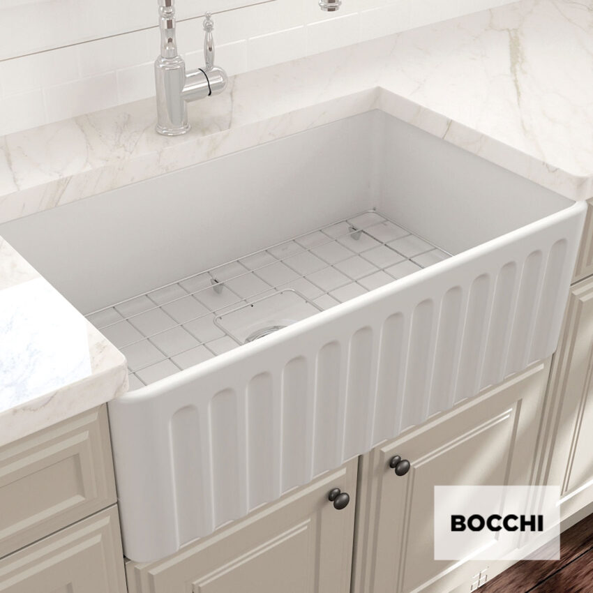 Νεροχύτης Κουζίνας Πορσελάνης Επικαθήμενος 76x46 Bocchi White - Image 3