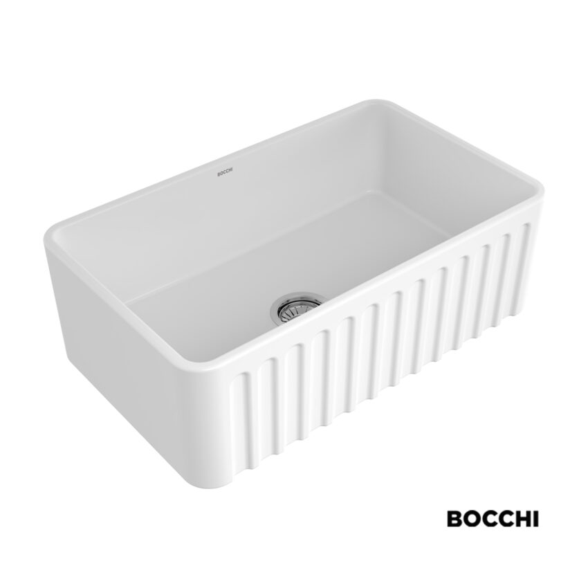 Νεροχύτης Κουζίνας Πορσελάνης Επικαθήμενος 76x46 Bocchi White - Image 4