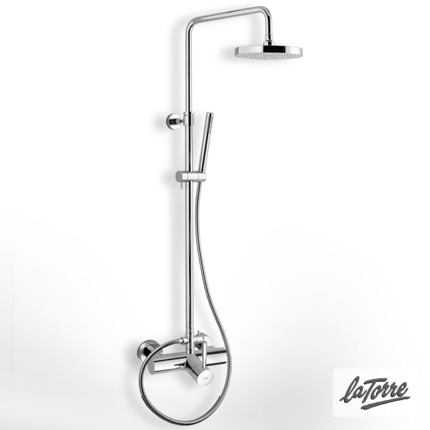 Μπαταρία Ντουζιέρας με Κεφαλή και Κολώνα ρυθμιζόμενου ύψους, Τech La Torre Chrome - Image 2