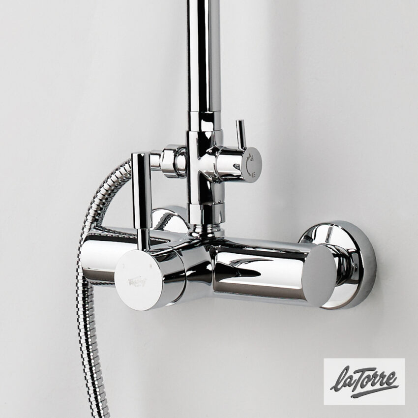 Μπαταρία Ντουζιέρας με Κεφαλή και Κολώνα ρυθμιζόμενου ύψους, Τech La Torre Chrome - Image 3