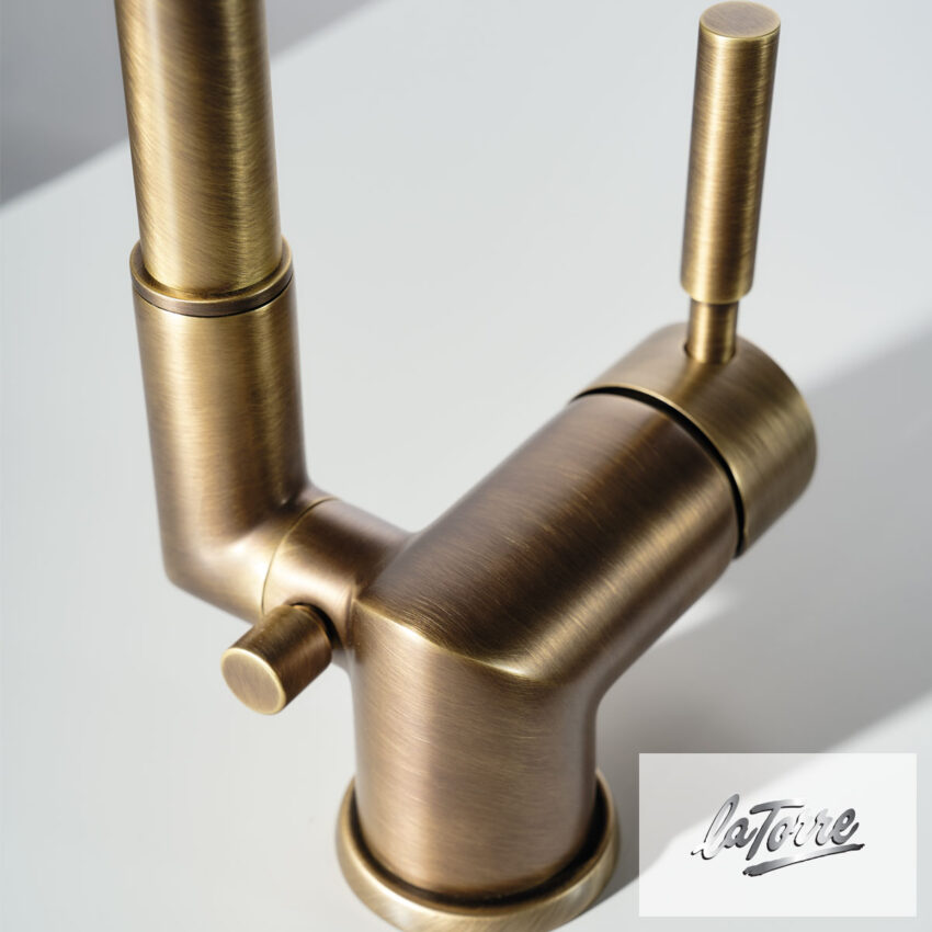 Μπαταρία Νεροχύτη Κουζίνας Παραθύρου, Τech La Torre Antique Brass - Image 4