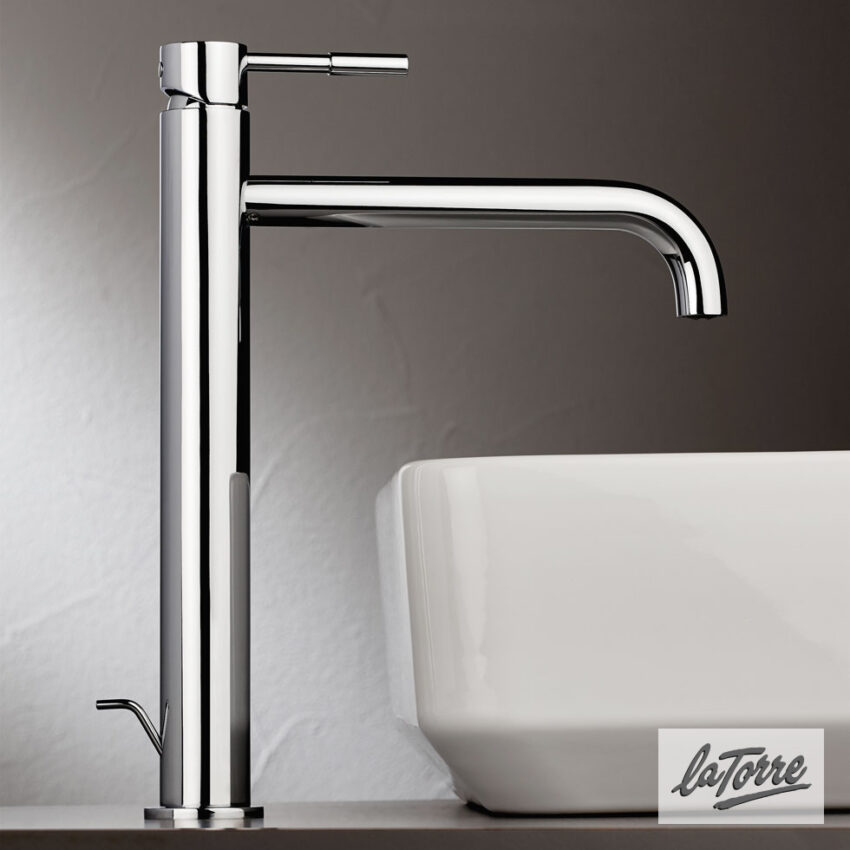 Μπαταρία Νιπτήρα Υψηλή με Βαλβίδα Clic-Clac Τech La Torre Chrome - Image 2