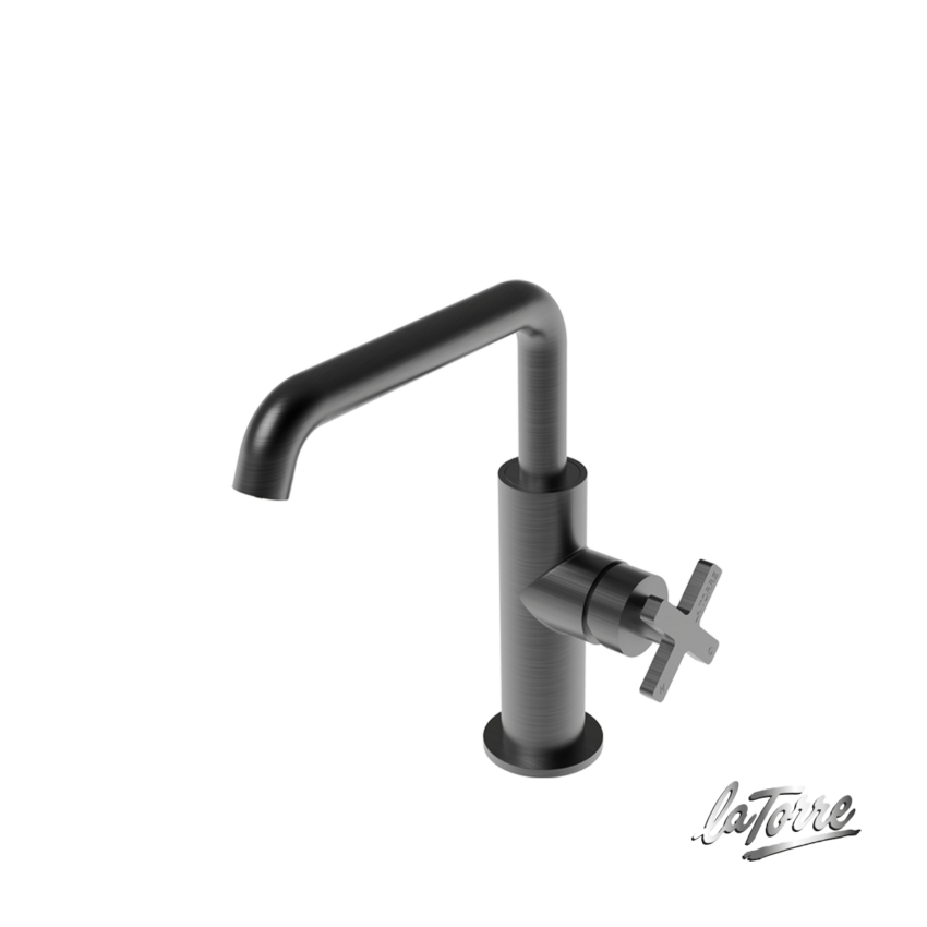 Μπαταρία Νιπτήρα με Βαλβίδα Clic-Clac Εlle Cross La Torre Black Brushed - Image 2