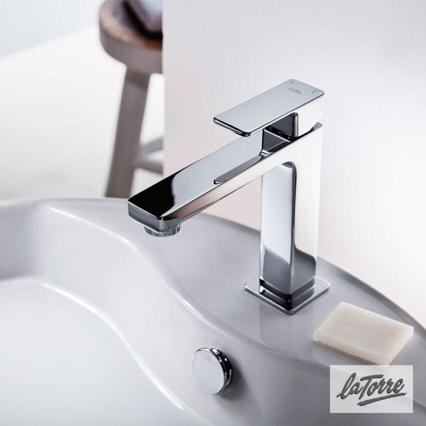 Μπαταρία Νιπτήρα με Αυτόματη Βαλβίδα Profili La Torre Chrome - Image 2