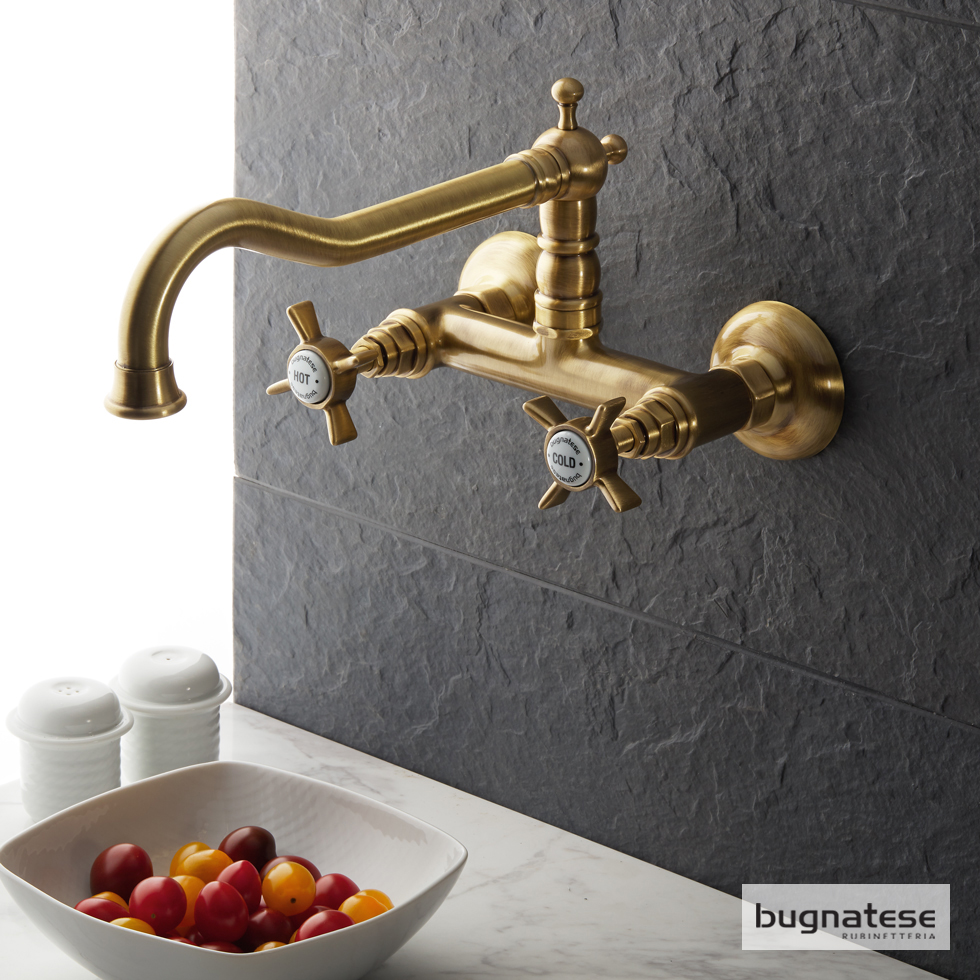 Μπαταρία Νεροχύτη Κουζίνας Τοίχου Princeton Bugnatese Bronze Μπαταρία Νεροχύτη Κουζίνας Τοίχου Princeton Bugnatese Bronze - Image 1