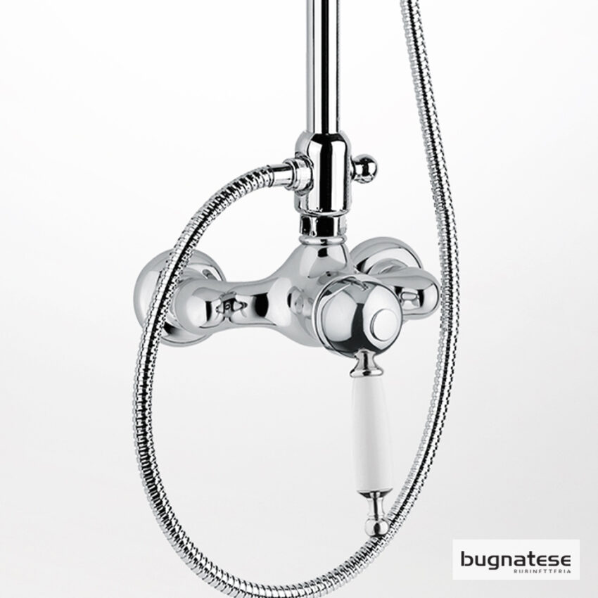 Μπαταρία Ντουζιέρας με Κεφαλή και Κολώνα ρυθμιζόμενου ύψους Oxford Bugnatese Chrome - Image 2