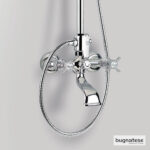 Μπαταρία Ντουζιέρας με Κεφαλή και Κολώνα ρυθμιζόμενου ύψους Princeton Bugnatese Chrome - Image 2