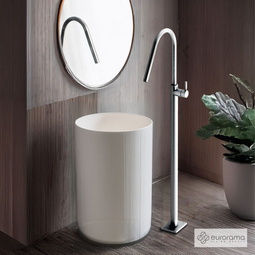 Μπαταρία Νιπτήρα Επιδαπέδια h.124,5εκ. Eurorama Chrome - Image 2