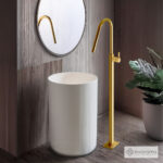 Μπαταρία Νιπτήρα Επιδαπέδια h.124,5εκ. Eurorama Brushed Gold