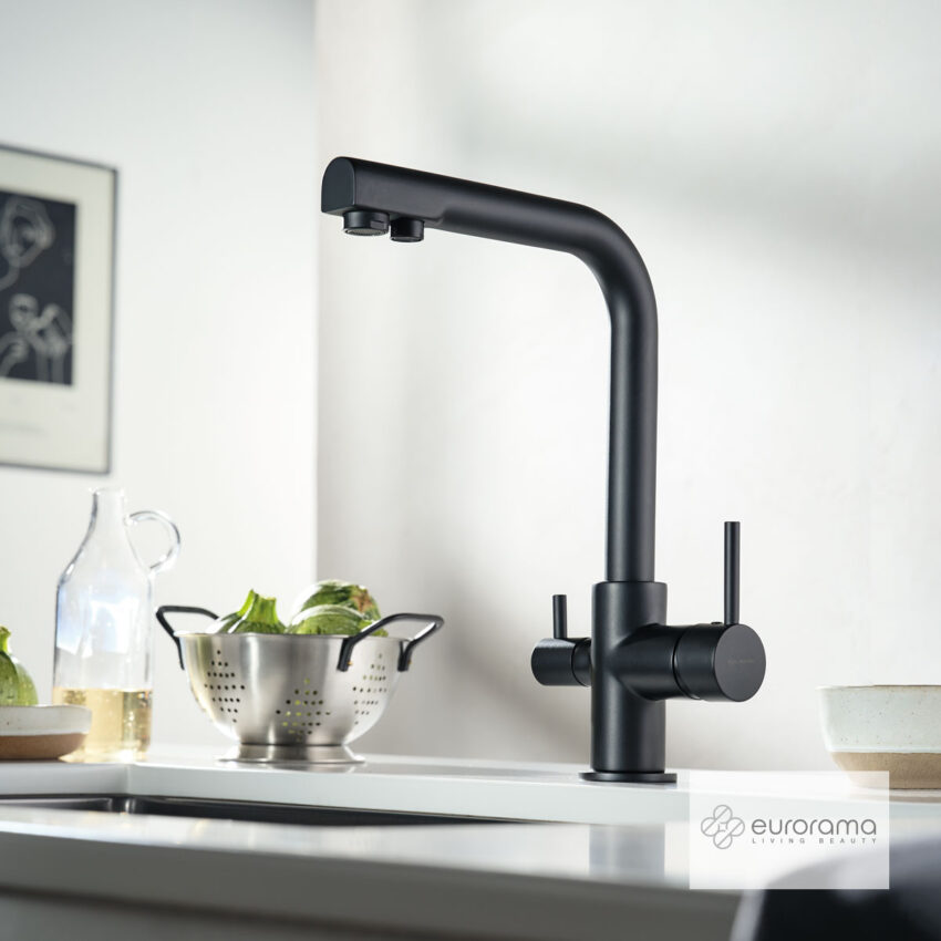 Μπαταρία Νεροχύτη Κουζίνας Filter-tap για Ντεπόζιτο Eurorama Black Matt - Image 3