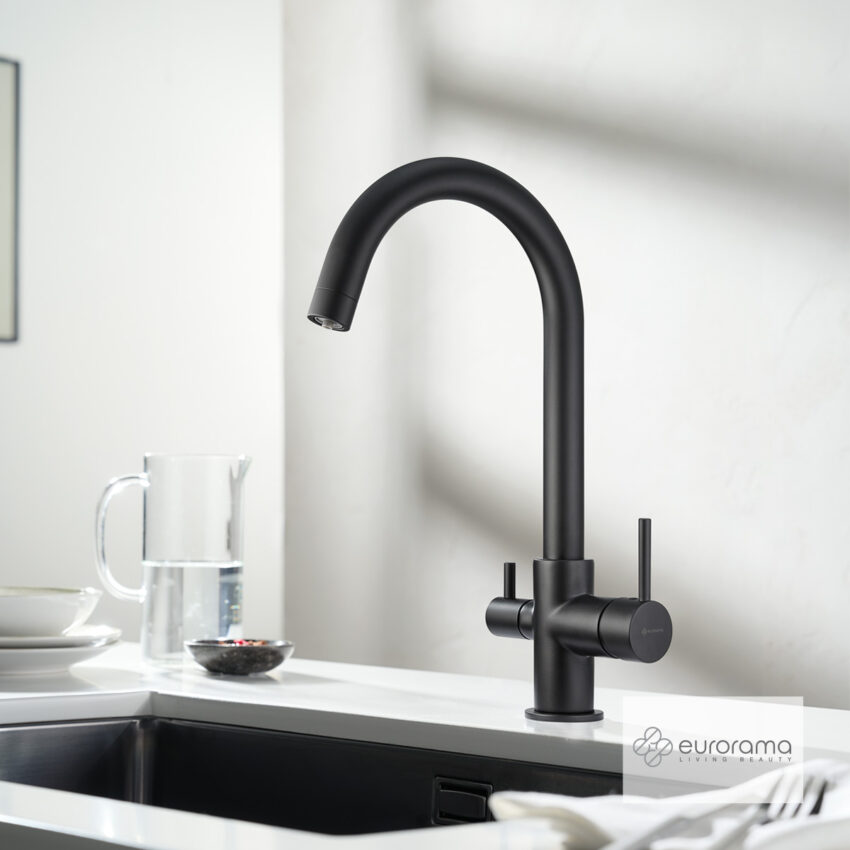 Μπαταρία Νεροχύτη Κουζίνας Filter-tap για φίλτρο πόσιμου νερού αντίστροφης όσμωσης, Eurorama Black Matt - Image 2