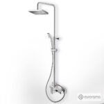 Μπαταρία Ντουζιέρας με Κεφαλή και Κολώνα ρυθμιζόμενου ύψους Quadra Chrome - Image 2
