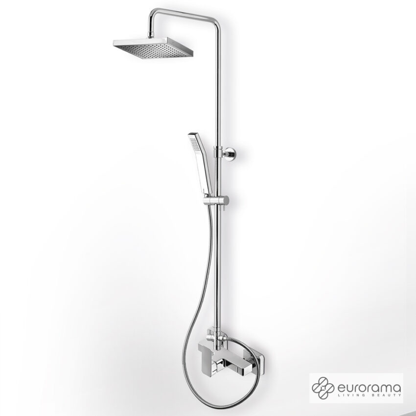 Μπαταρία Ντουζιέρας με Κεφαλή και Κολώνα ρυθμιζόμενου ύψους Quadra Chrome - Image 2