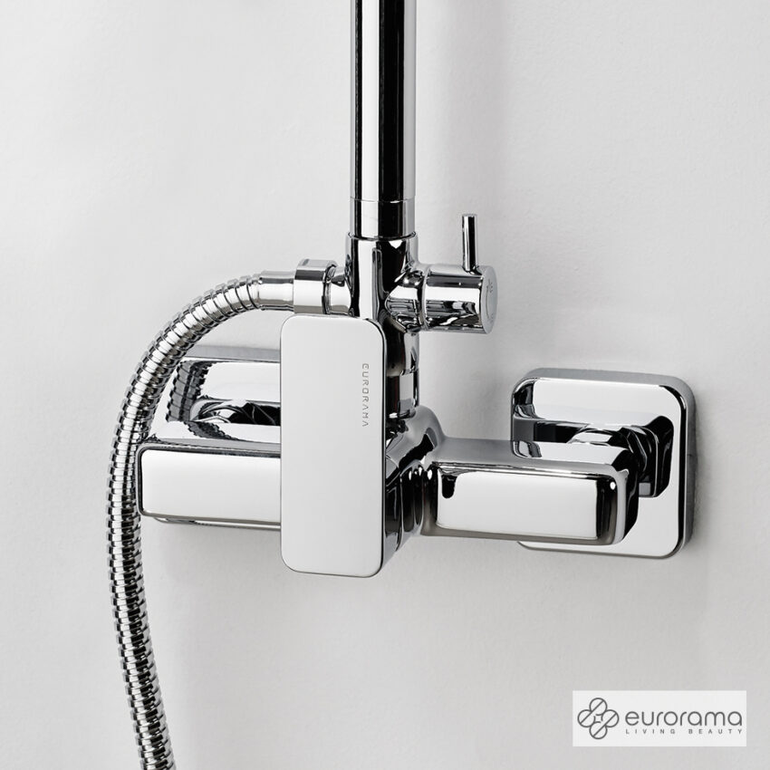 Μπαταρία Ντουζιέρας με Κεφαλή και Κολώνα ρυθμιζόμενου ύψους Quadra Chrome - Image 3