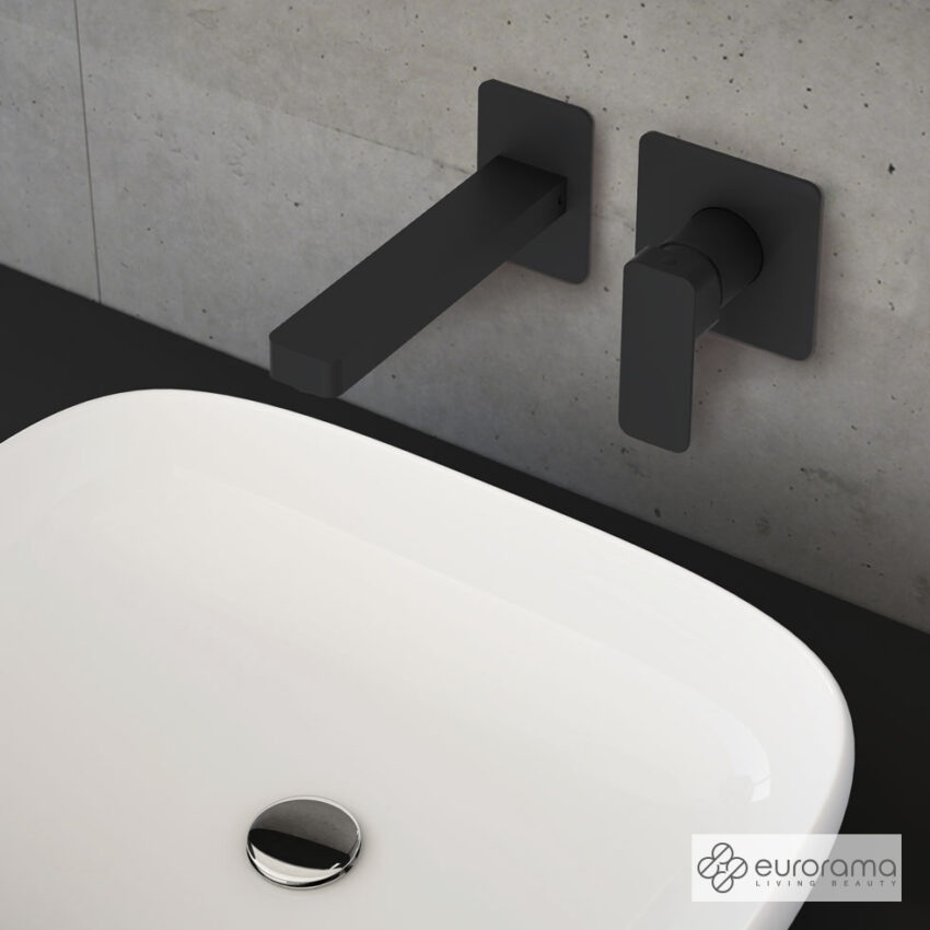 Μπαταρία Νιπτήρα Τοίχου Quadra Eurorama Black Μatt - Image 2