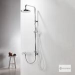 Ρυθμιζόμενη Κολώνα Ντους με κεφαλή Φ20 για σύνδεση μεΜπαταρία Λουτρού, Chrome - Image 2