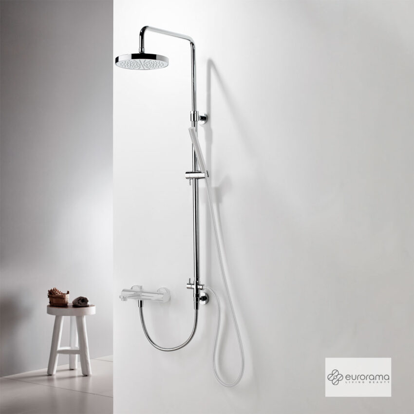 Ρυθμιζόμενη Κολώνα Ντους με κεφαλή Φ20 για σύνδεση μεΜπαταρία Λουτρού, Chrome - Image 2
