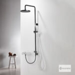 Ρυθμιζόμενη Κολώνα Ντους με κεφαλή Φ20 για σύνδεση μεΜπαταρία Λουτρού, Black Matt