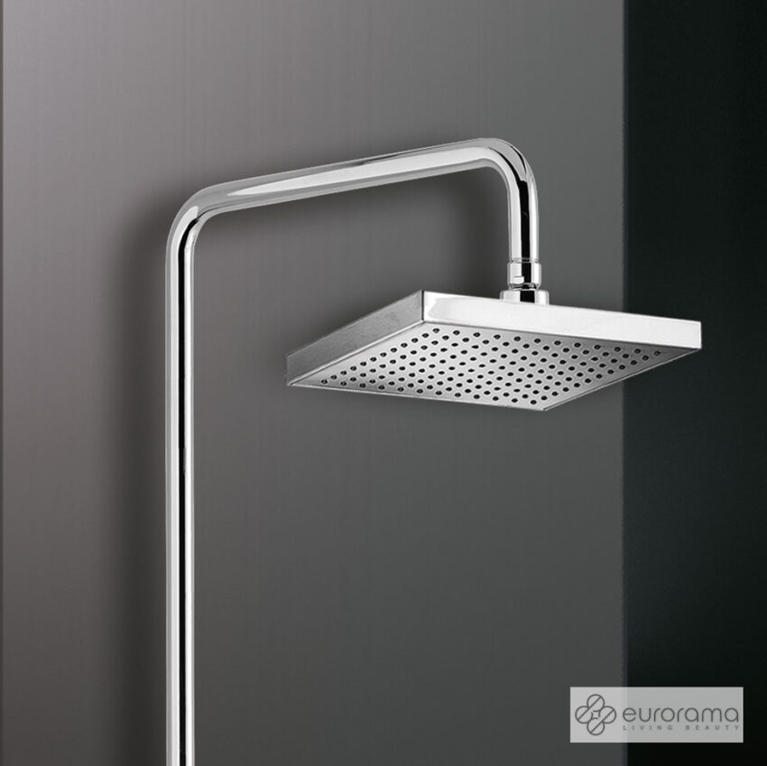 Ρυθμιζόμενη Κολώνα Ντους με κεφαλή 20x20 για σύνδεση μεΜπαταρία Λουτρού, Chrome - Image 3