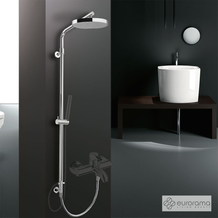 Σταθερή Κολώνα Ντους (Μη ρυθμιζόμενη στο ύψος) με κεφαλή Φ20 για σύνδεση μεΜπαταρία Λουτρού, Chrome - Image 2