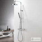 Θερμοστατική Μπαταρία Ντουζιέρας με Κεφαλή και Κολώνα ρυθμιζόμενου ύψους Thermo Round Eurorama Chrome