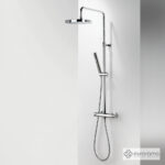 Μπαταρία Ντουζιέρας με Κεφαλή και Κολώνα ρυθμιζόμενου ύψους Eurorama Chrome - Image 2