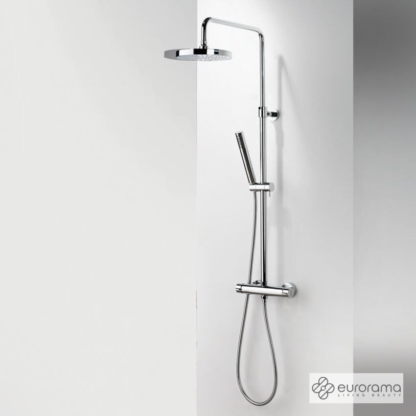 Μπαταρία Ντουζιέρας με Κεφαλή και Κολώνα ρυθμιζόμενου ύψους Eurorama Chrome - Image 2