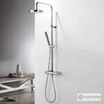 Μπαταρία Ντουζιέρας με Κεφαλή και Κολώνα ρυθμιζόμενου ύψους Eurorama Chrome