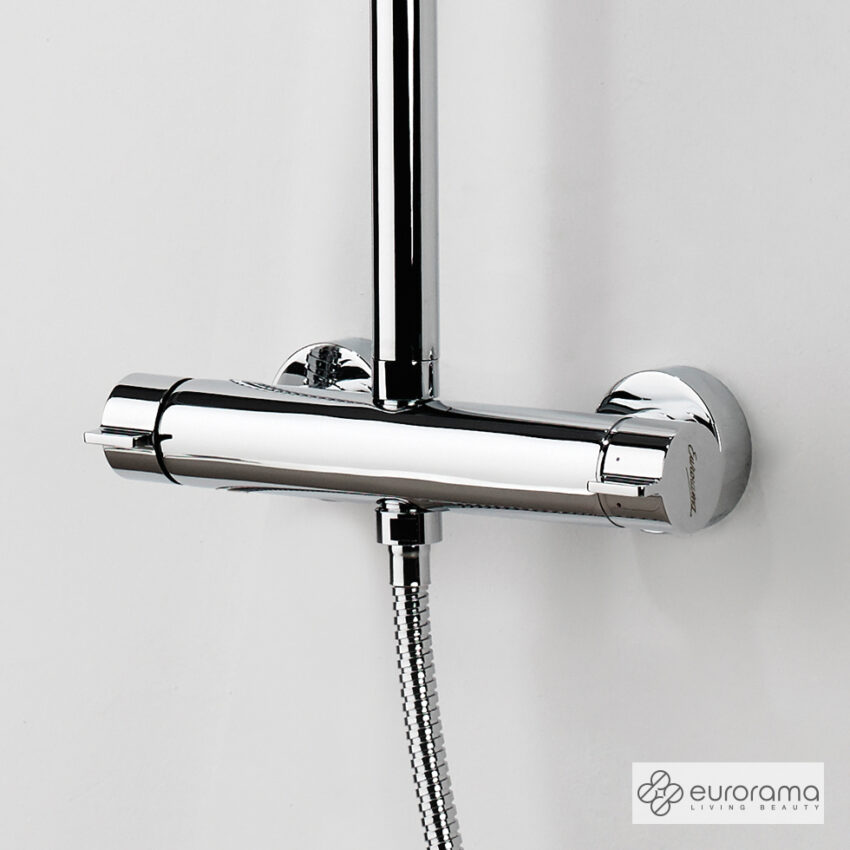 Μπαταρία Ντουζιέρας με Κεφαλή και Κολώνα ρυθμιζόμενου ύψους Eurorama Chrome - Image 3