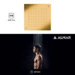 Κεφαλή Ντουζ Εντοιχισμού Οροφής Temptation 38x38, Almar PVD Brushed Gold