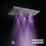 Κεφαλή Ντουζ Εντοιχισμού Οροφής Temptation 63x48 με Σύνδεση Bluetooth και Χρωματοθεραπεία, Almar Inox Chrome - Image 3