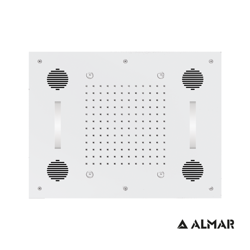 Κεφαλή Ντουζ Εντοιχισμού Οροφής 63x48 με Σύνδεση Bluetooth και Χρωματοθεραπεία, Almar White Matt - Image 2
