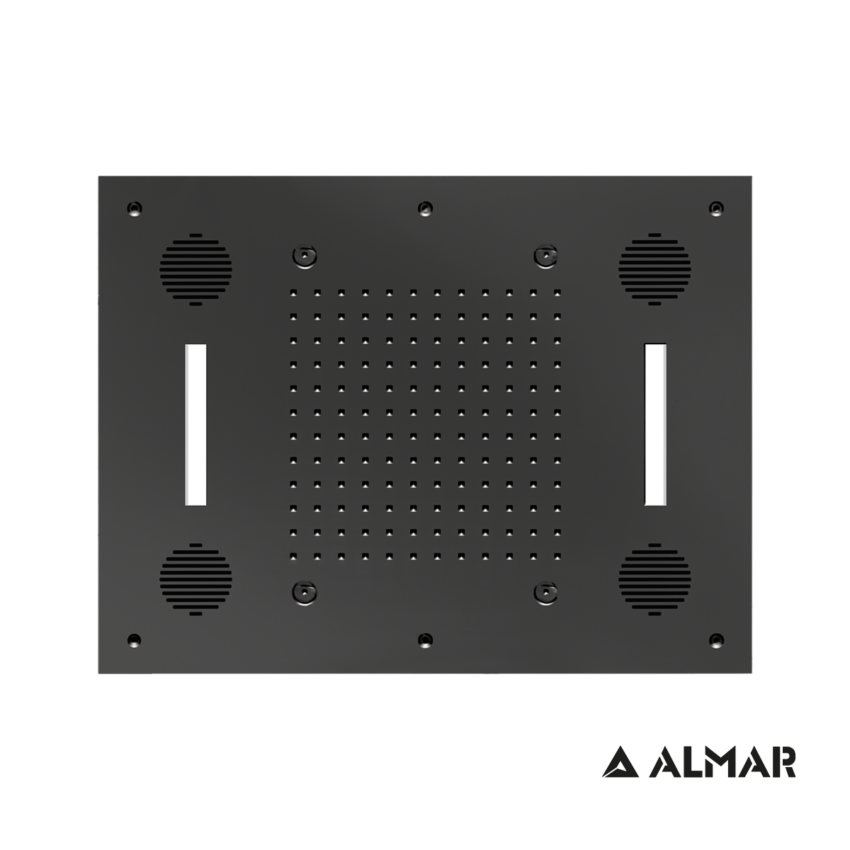 Κεφαλή Ντουζ Εντοιχισμού Οροφής 63x48 με Σύνδεση Bluetooth και Χρωματοθεραπεία, Almar PVD Black Brushed - Image 2