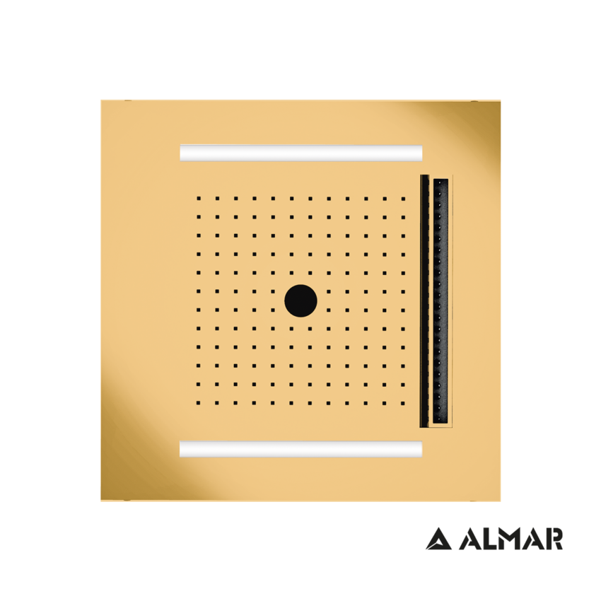 Κεφαλή Ντουζ Εντοιχισμού Οροφής Temotion με Χρωματοθεραπεία 50x50, Almar PVD Brushed Gold - Image 2