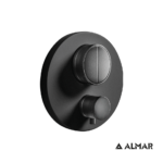Εξωτερικό τμήμα Θερμοστατικού μίκτη εντοιχισμού 2 εξόδων "PUSH", ALMAR Black Matt