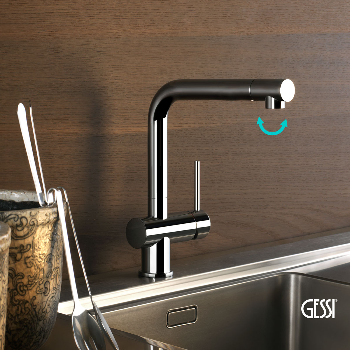 Μπαταρία Νεροχύτη Κουζίνας Oxygene Gessi Chrome Μπαταρία Νεροχύτη Κουζίνας Oxygene Gessi Chrome - Image 1