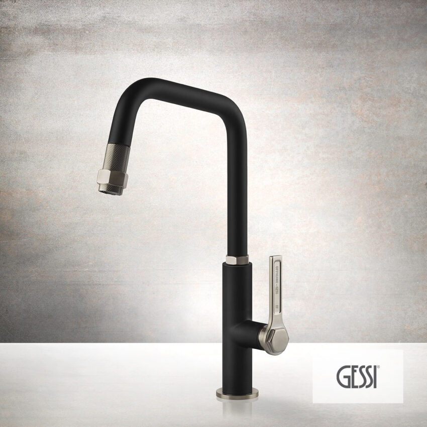 Μπαταρία Νεροχύτη Κουζίνας με Τηλέφωνο Ντους Officine Gessi Inox/Black Matt - Image 2