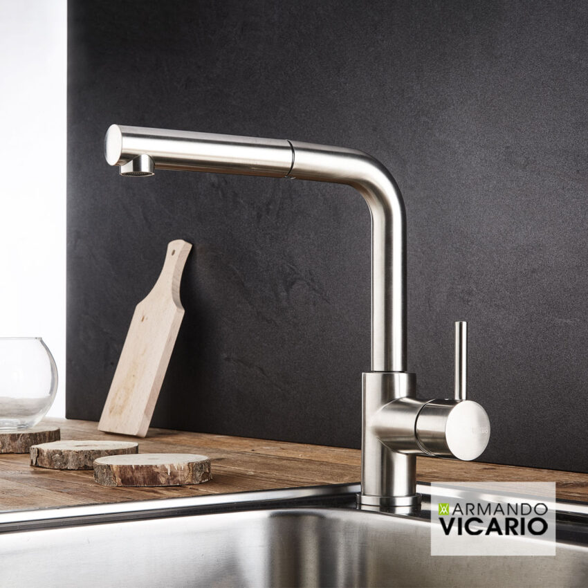 Μπαταρία Νεροχύτη Κουζίνας Fluo Vicario Inox finish - Image 2