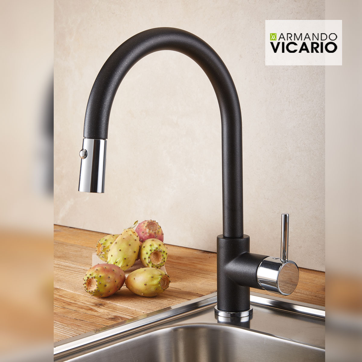 Μπαταρία Νεροχύτη Κουζίνας Fluo Nero Granite Μπαταρία Νεροχύτη Κουζίνας Fluo Nero Granite - Image 1