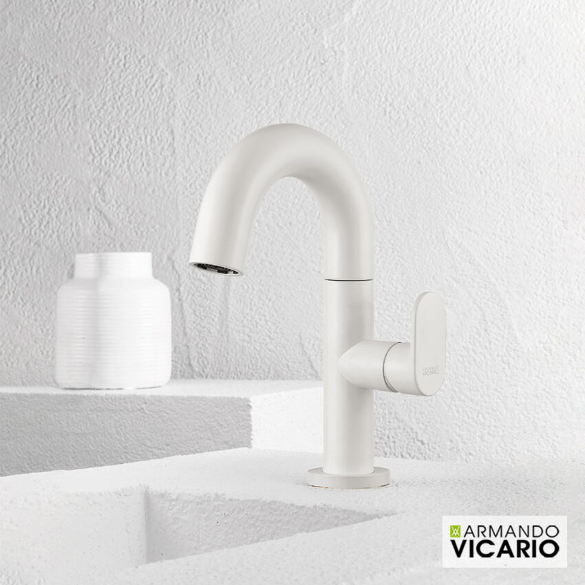 Μπαταρία Νιπτήρα με Βαλβίδα Clic-Clac Slim Vicario White Matt - Image 3