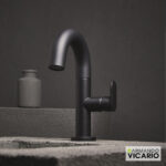 Μπαταρία Νιπτήρα με Βαλβίδα Clic-Clac Slim Vicario Black Matt - Image 2