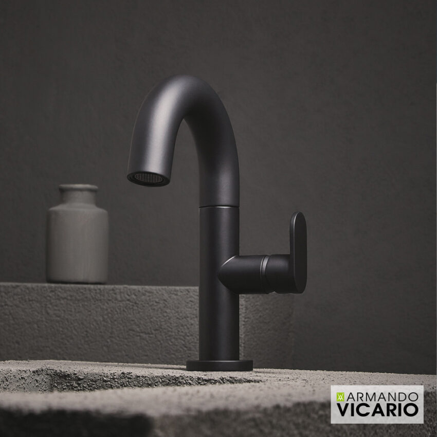 Μπαταρία Νιπτήρα με Βαλβίδα Clic-Clac Slim Vicario Black Matt - Image 2