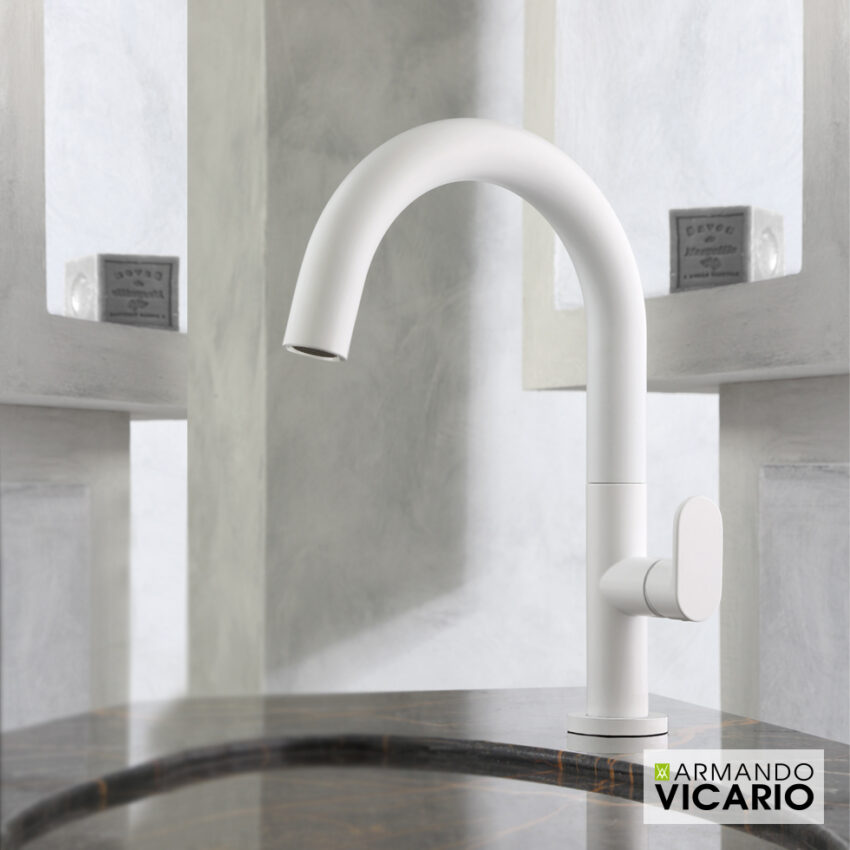 Μπαταρία Νιπτήρα Μεσαία Slim Vicario White Matt - Image 2