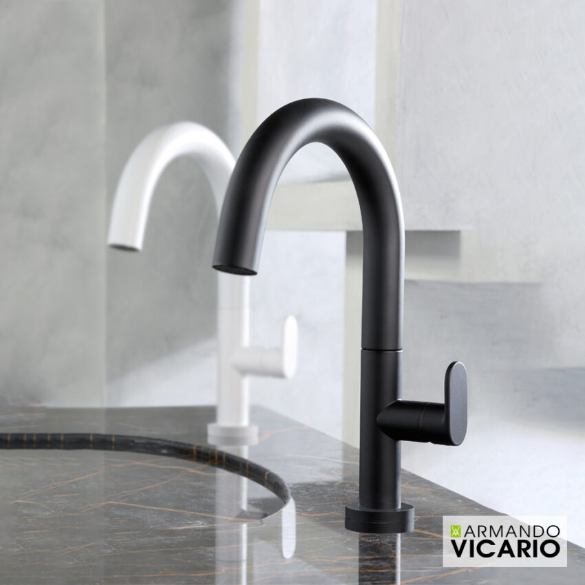 Μπαταρία Νιπτήρα Μεσαία Slim Vicario Black Matt - Image 2