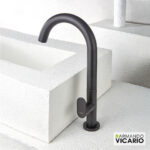 Μπαταρία Νιπτήρα Υψηλή με Βαλβίδα Clic-Clac Slim Vicario Black Matt - Image 3