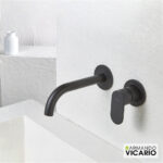 Μπαταρία Νιπτήρα Τοίχου Slim Vicario Black Matt - Image 2