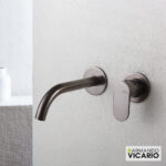 Μπαταρία Νιπτήρα Τοίχου Slim Vicario Black Brushed - Image 2